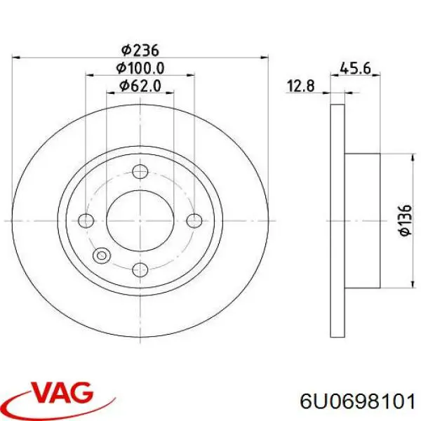 Купити 6U0698101 VAG Ротор гальмівний