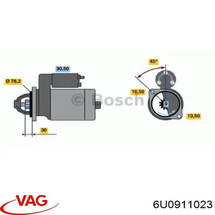 Стартер VAG 6U0911023 ціна, від 84.62 USD