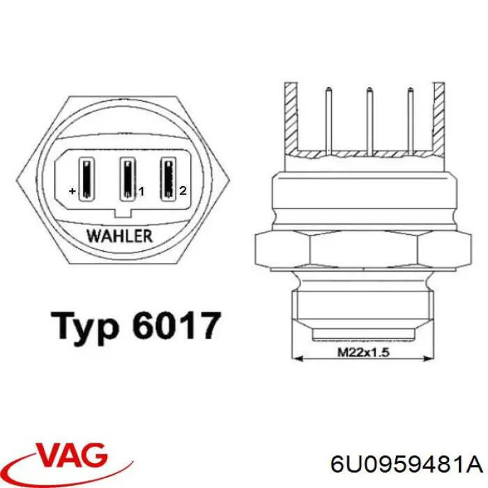Датчик включення вентилятора 6U0959481A VAG