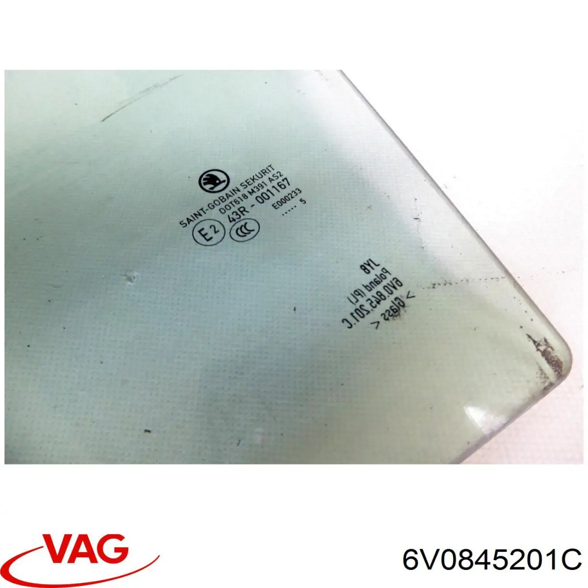 6V0845201C VAG Скло передніх дверей, лівою