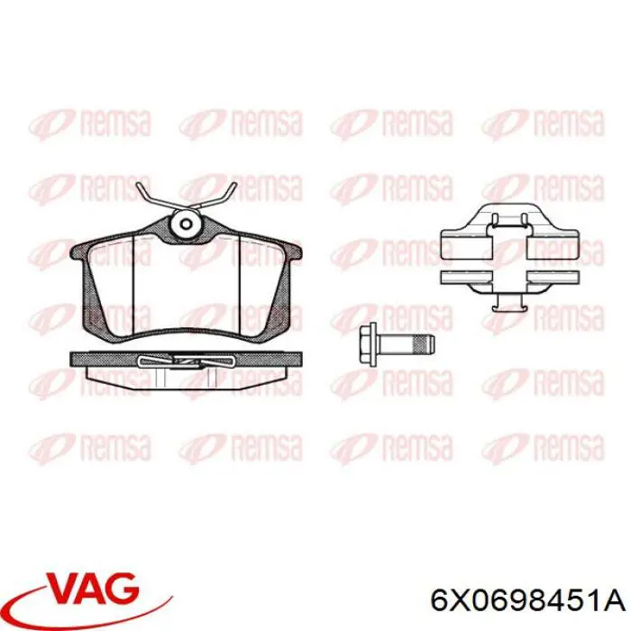 Задні дискові колодки VAG 6X0698451A