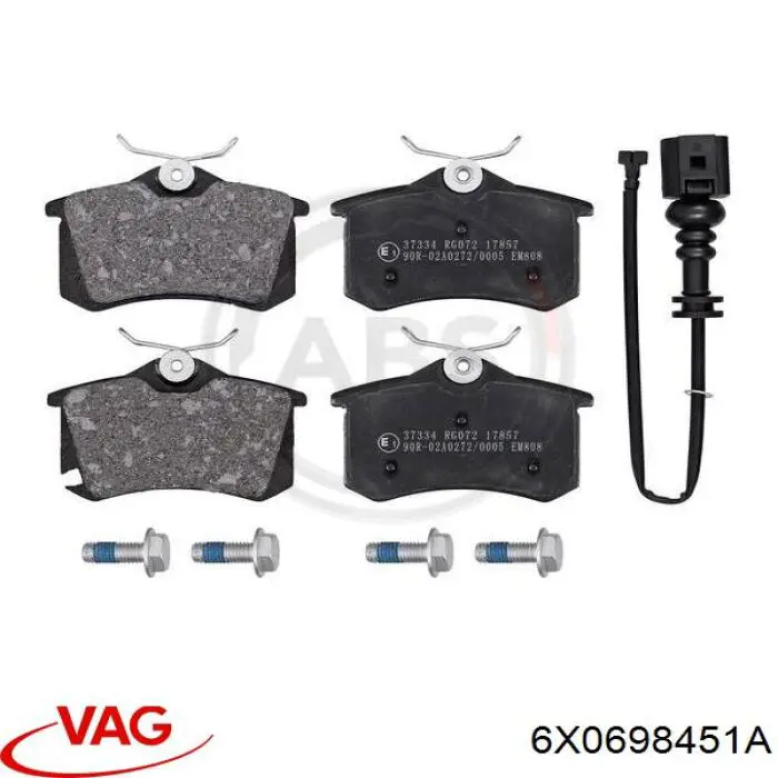 6X0698451A VAG Колодки гальмівні задні, дискові