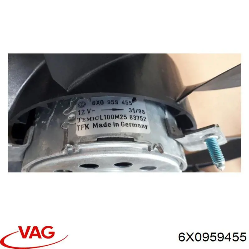 6X0959455 VAG електровентилятор охолодження в зборі (двигун + крильчатка)