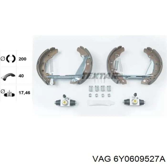 Гальма робочі задні ножні і гальмівні барабани VAG 6Y0609527A