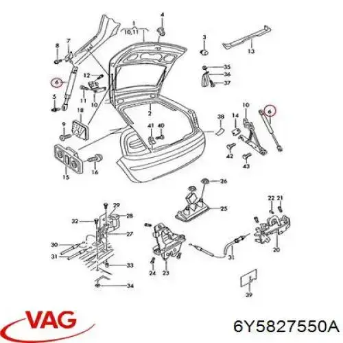 Амортизатор кришки багажника/ двері 3/5-ї задньої 6Y5827550A VAG