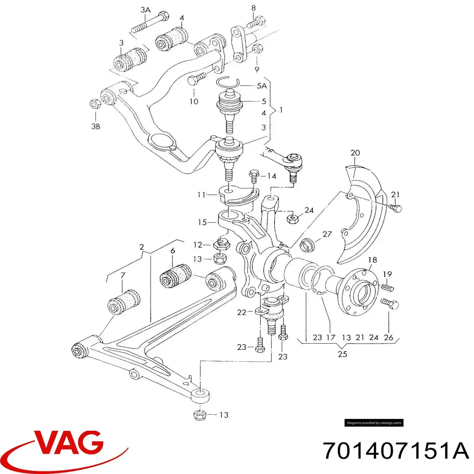 Важіль передній лівий VAG 701407151A ціна, від 101.15 USD
