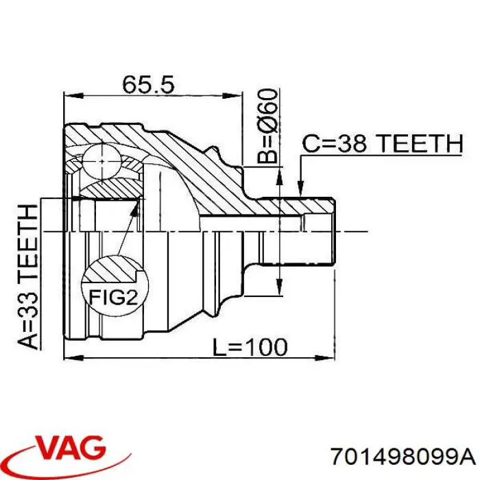 Купити 701498099A VAG Шарнір приводу зовнішній