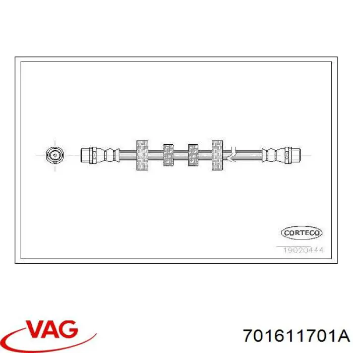 Шланг гальмівний передній VAG 701611701A ціна, від 5.58 USD