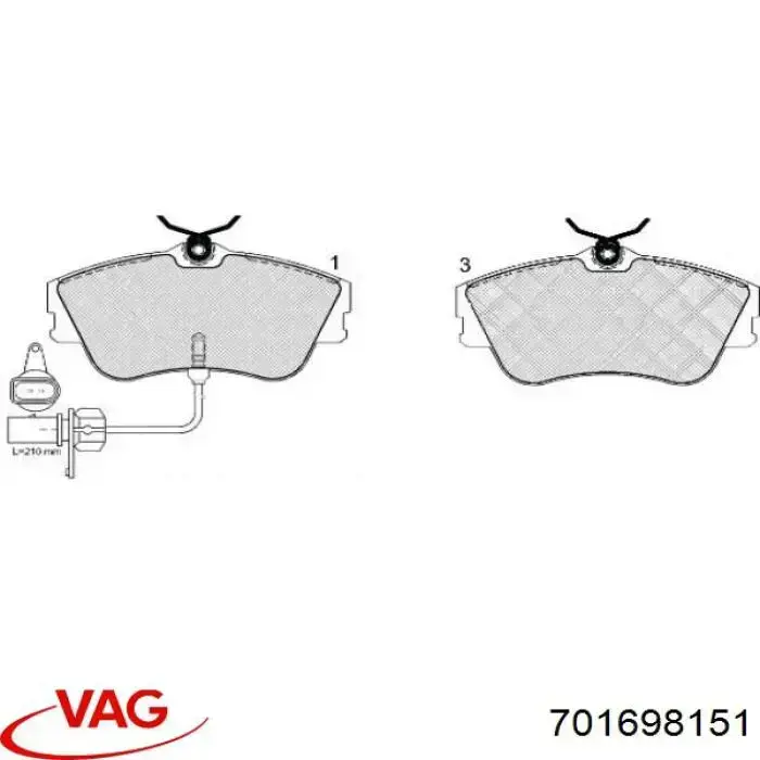 Передні тормозні колодки 701698151 VAG