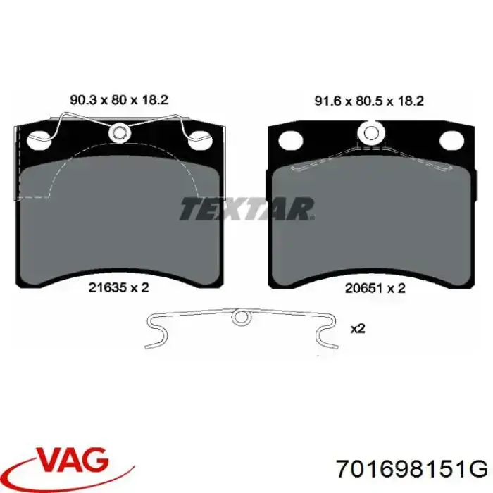 Гальмівні колодки VAG 701698151G ціна, від 17.62 USD