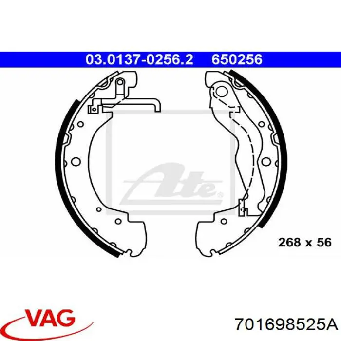 Купити 701698525A VAG Колодки гальмові задні, барабанні