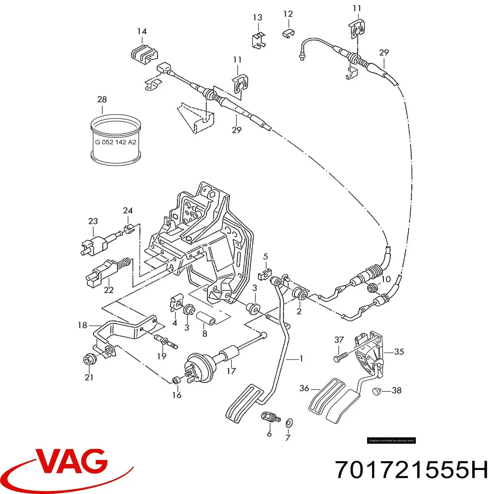 Трос газу VAG 701721555H ціна, від 8.96 USD