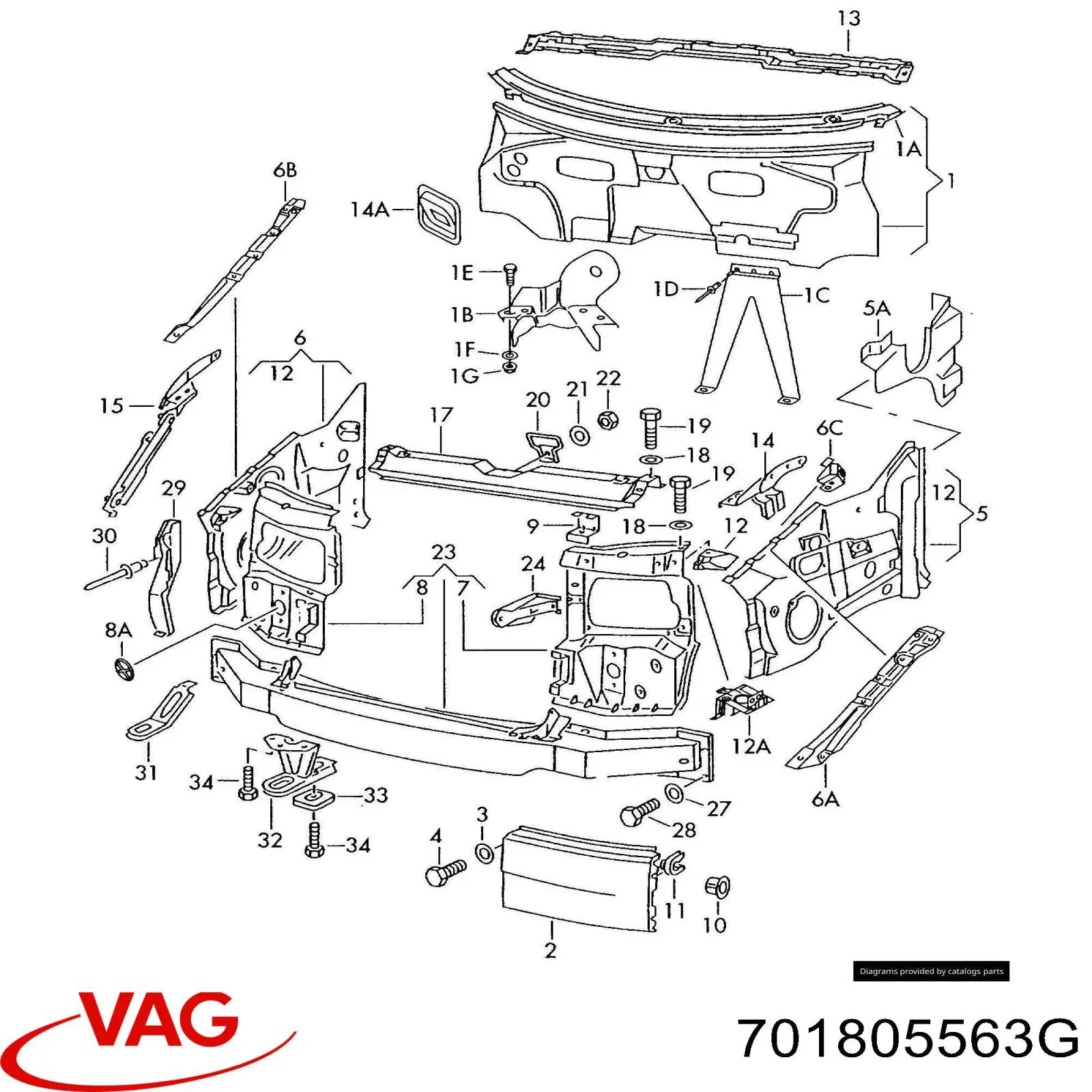 Рамка радіатора верхня VAG 701805563G ціна, від 7.00 USD