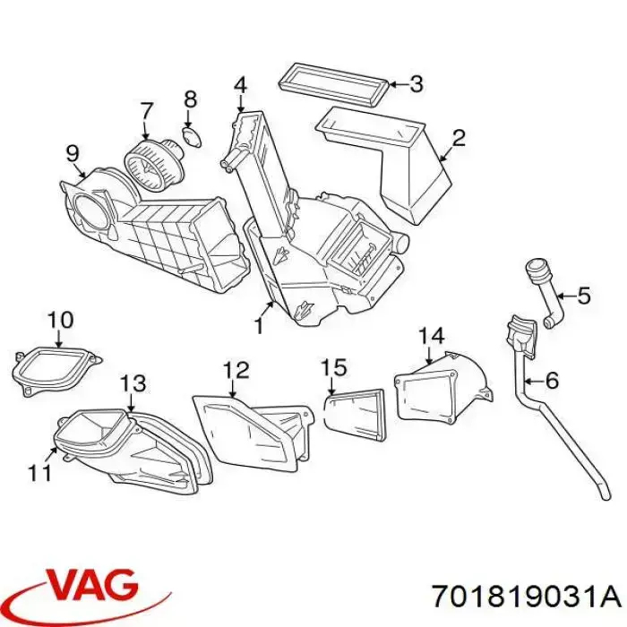701819031A VAG Радіатор опалювача салону