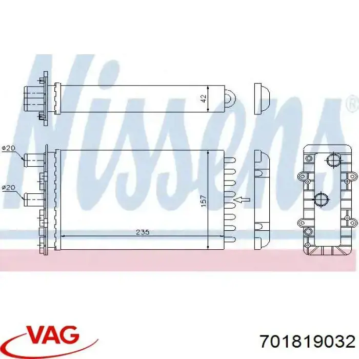 Радіатор пічки (обігрівача), задній 701819032 VAG
