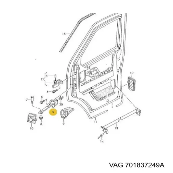 Обмежувач відкриття дверей, передній 701837249A VAG