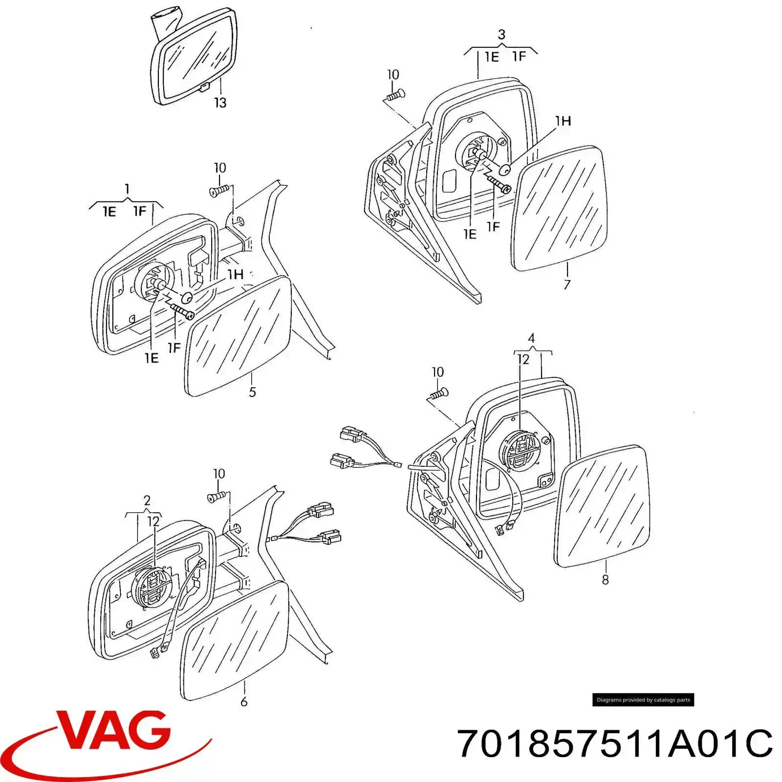 Дзеркало внутрішнє, салону 701857511A01C VAG