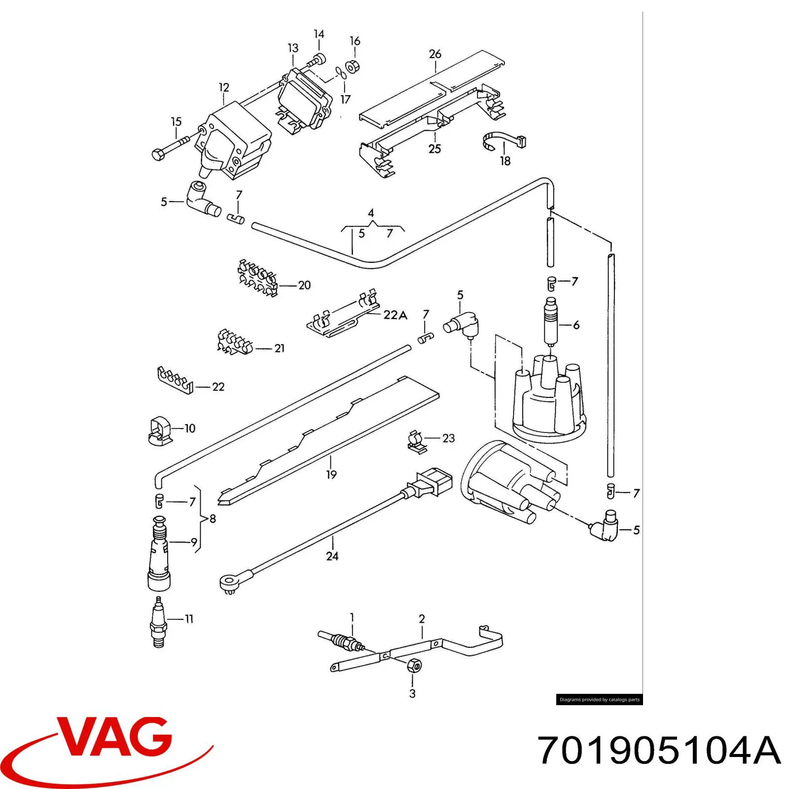 Котушка запалювання VAG 701905104A ціна, від 26.75 USD