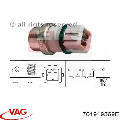 Датчик температури охолоджуючої рідини 701919369E VAG