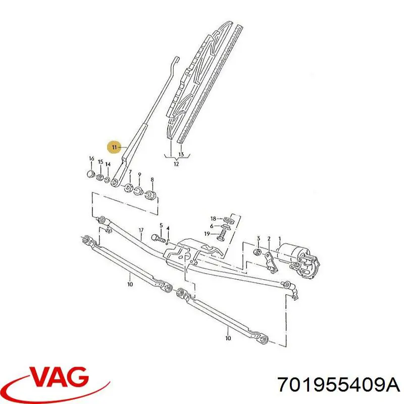 Купити 701955409A VAG Повідок склоочисника