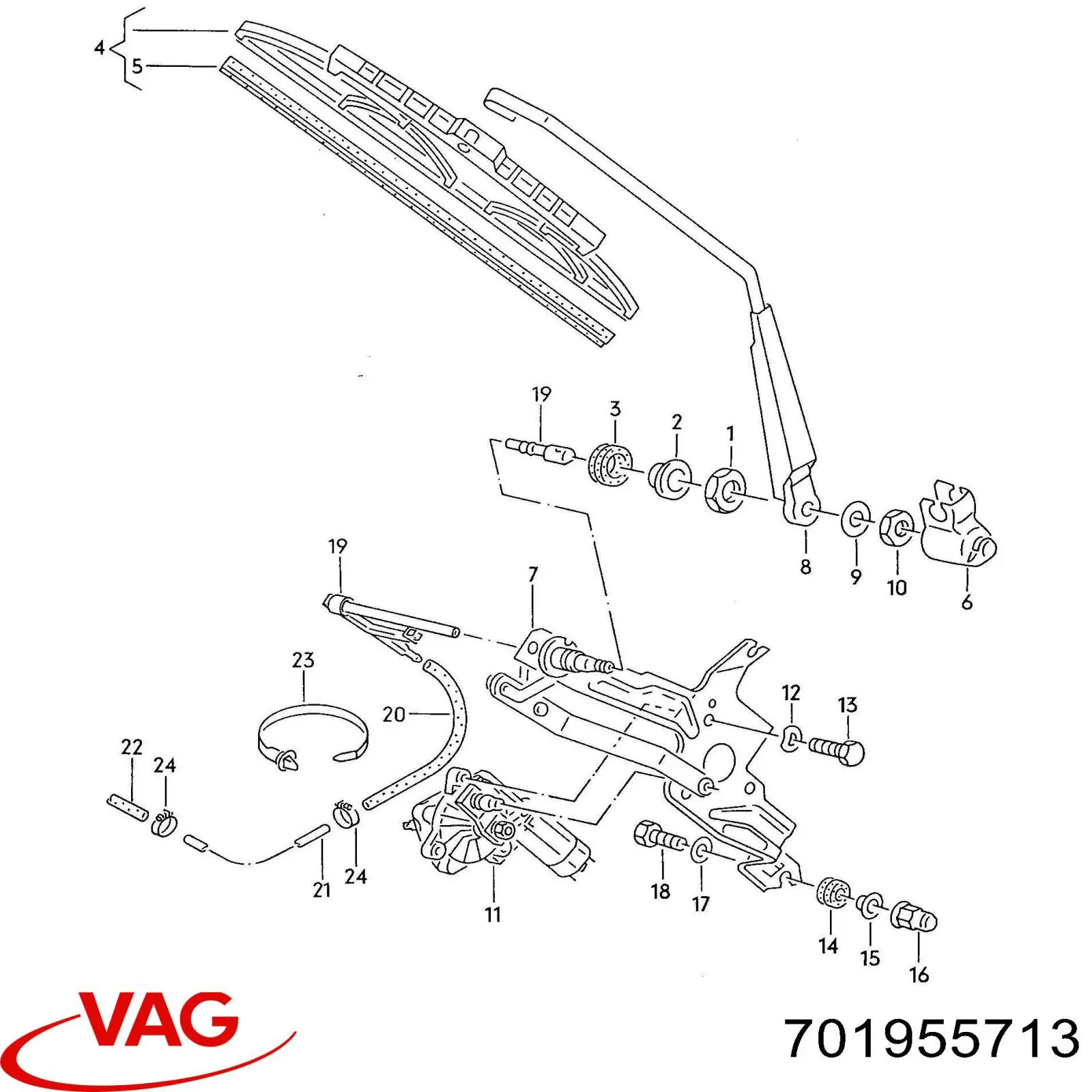  Двигун склоочисника заднього скла Volkswagen Golf 2