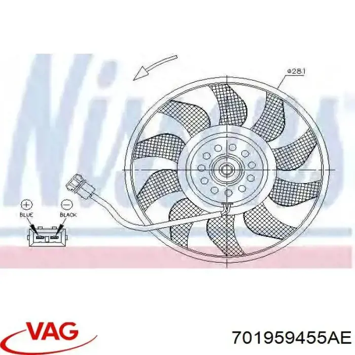 Вентилятор/крильчатка радіатора охолодження VAG 701959455AE ціна, від 52.37 USD