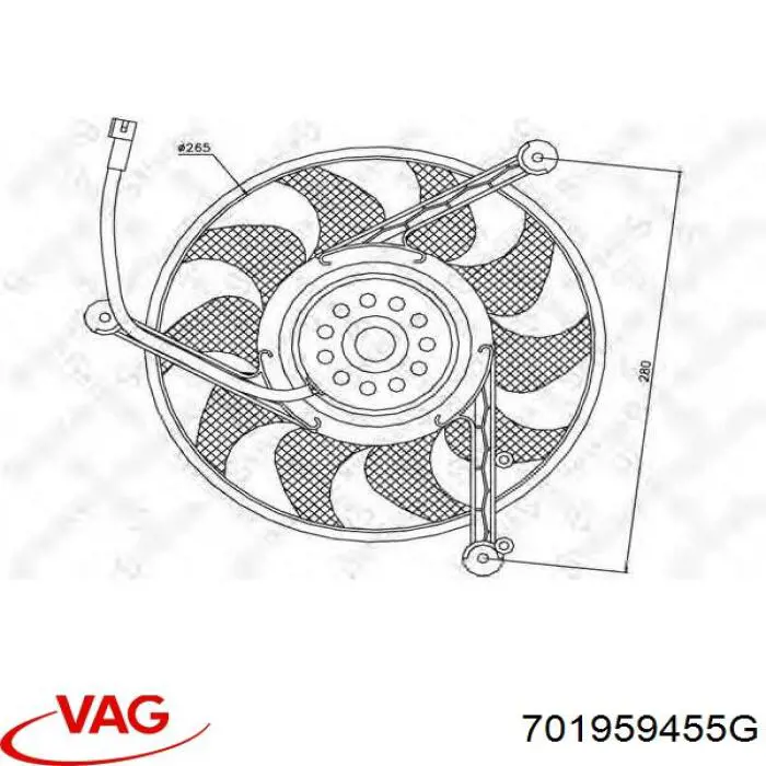 Вентилятор/крильчатка радіатора охолодження VAG 701959455G ціна, від 52.20 USD
