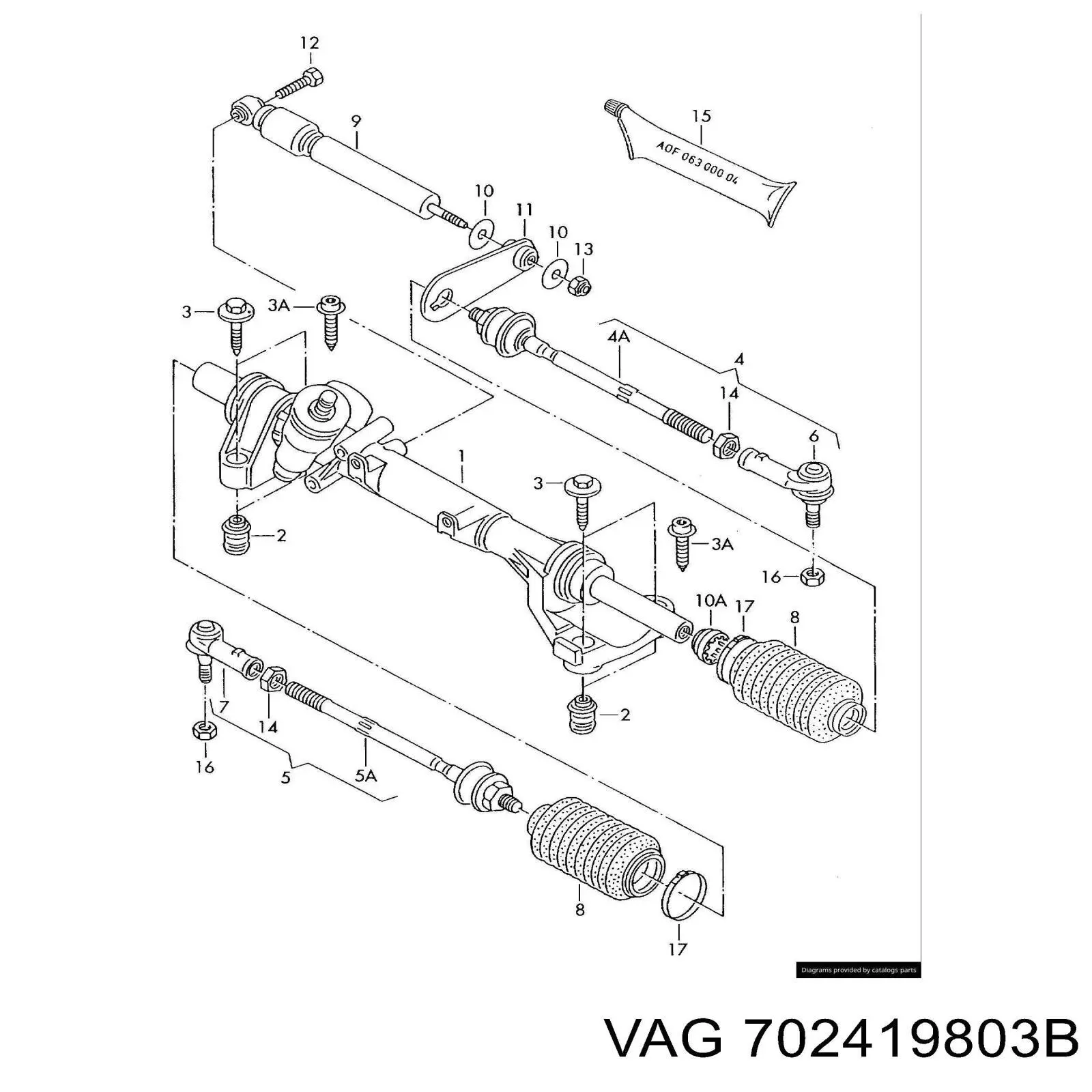 Тяга рульова в зборі, ліва 702419803B VAG