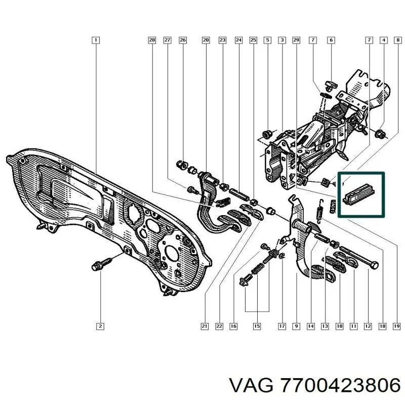 Кліпса педалі троса зчеплення 7700423806 VAG