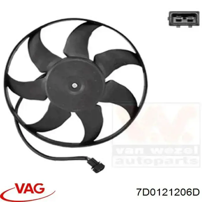 Купити 7D0121206D VAG Електровентилятор охолодження в зборі (двигун + крильчатка)