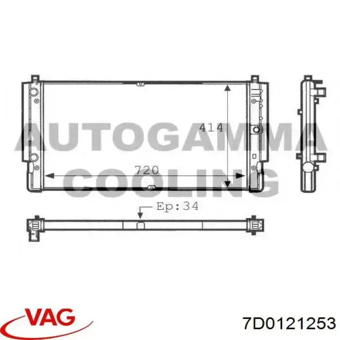 Купити 7D0121253 VAG Радіатор двигуна