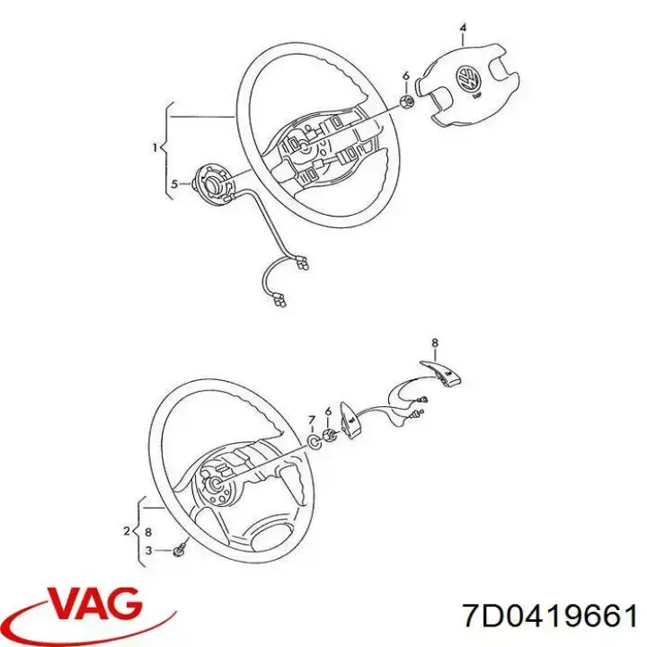Шлейф керма VAG 7D0419661 ціна, від 10.77 USD