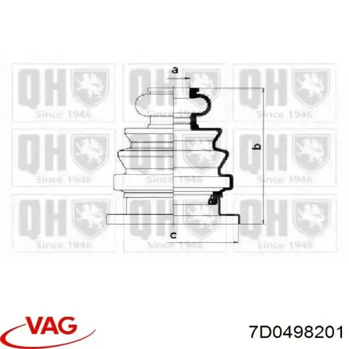 Купити 7D0498201 VAG Пильник шарніра кутових швидкостей внутрішній передній