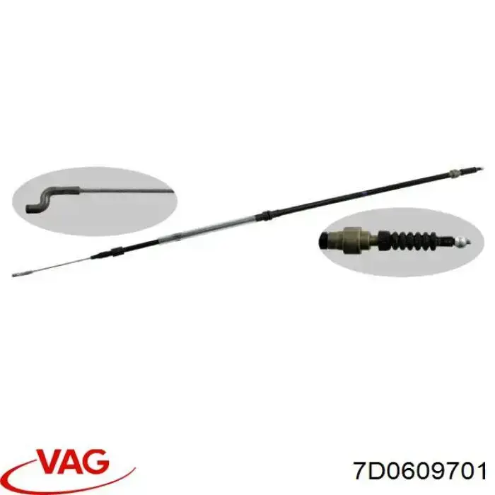 7D0609701 VAG Трос ручного гальма задній, правий/лівий