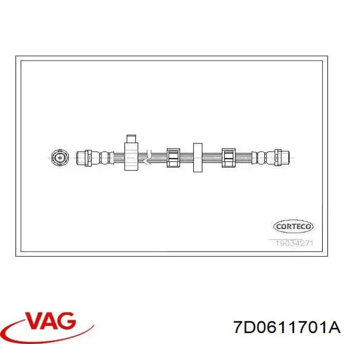 Шланг гальмівний передній, лівий 7D0611701A VAG