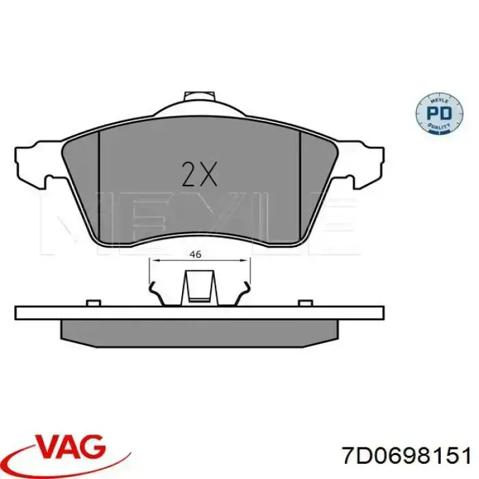 7D0698151 VAG Передні гальмівні колодки