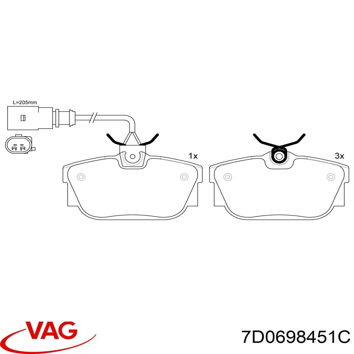 Задні гальмівні колодки VAG 7D0698451C ціна, від 17.92 USD