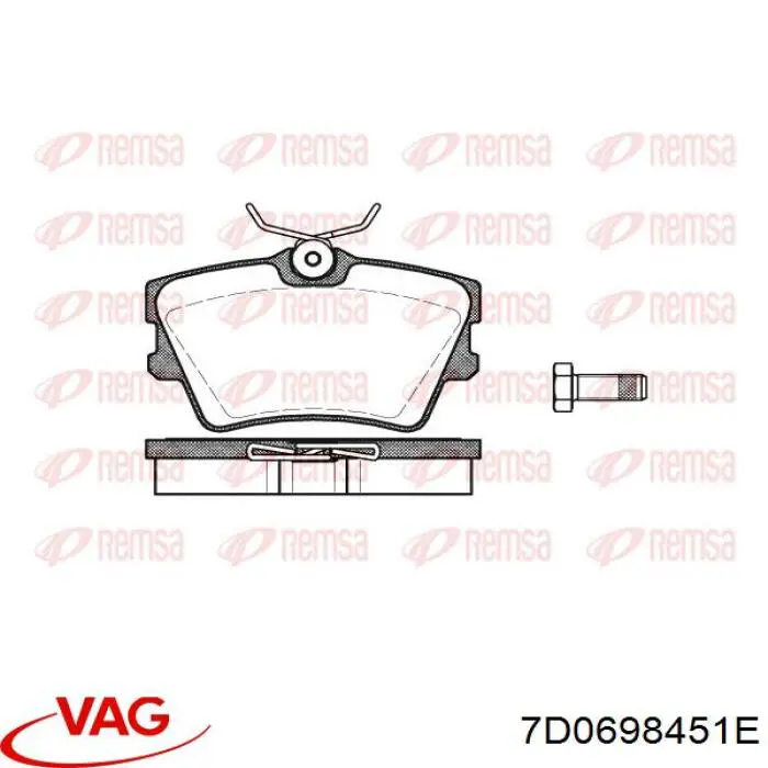 Задні гальмівні колодки VAG 7D0698451E ціна, від 19.77 USD