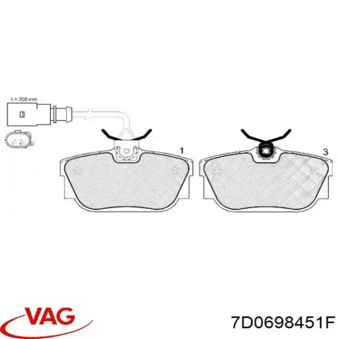 Купити 7D0698451F VAG Задні колодки