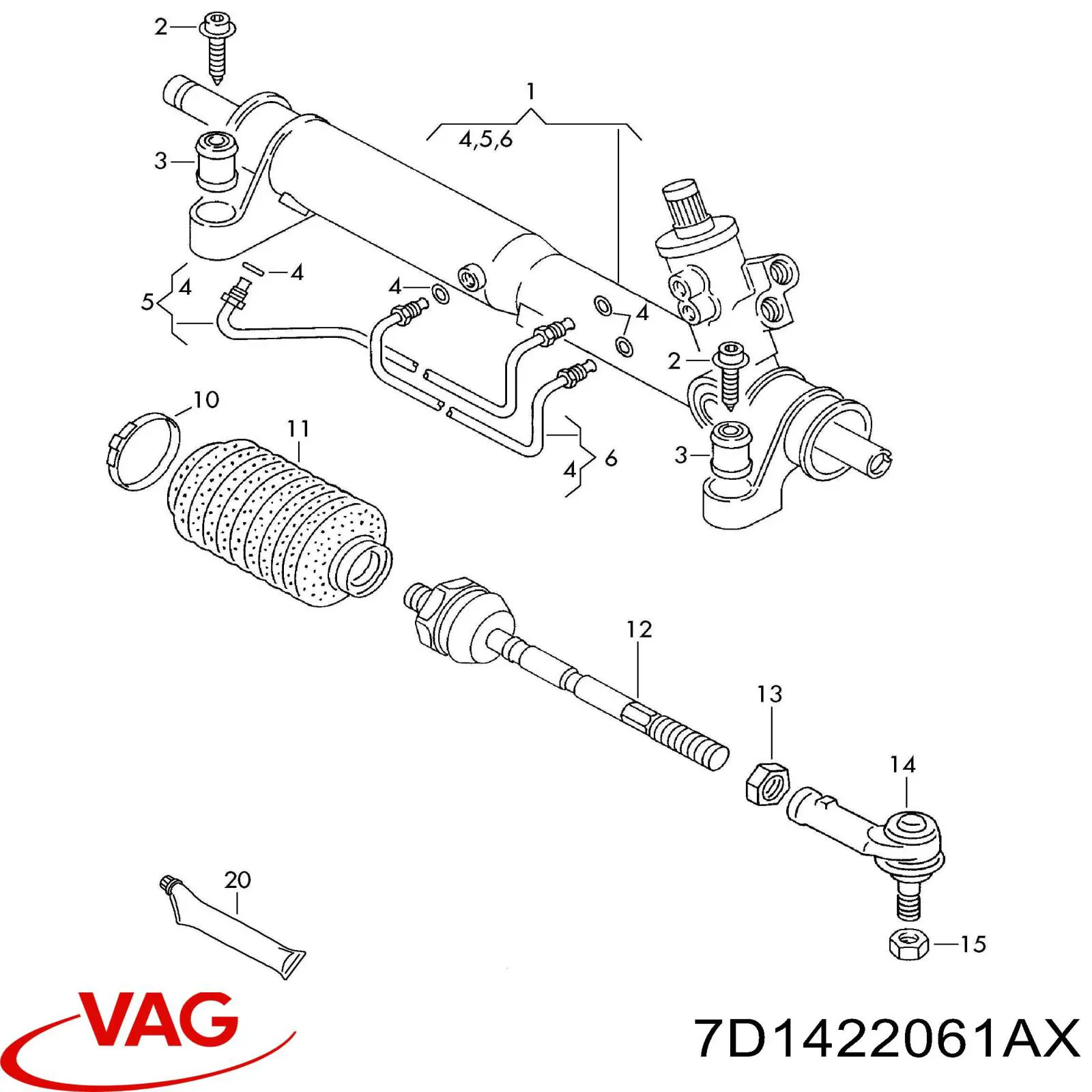 Купити 7D1422061AX VAG Рульова рейка