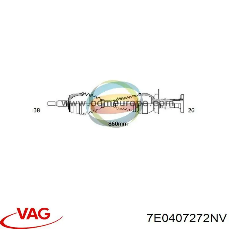 Піввісь (привід) передня, права 7E0407272NV VAG