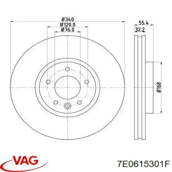 Купити 7E0615301F VAG Ротор гальмівний