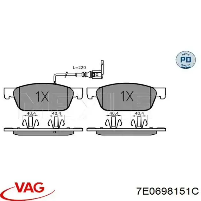 Купити 7E0698151C VAG Колодки гальмівні передні, дискові