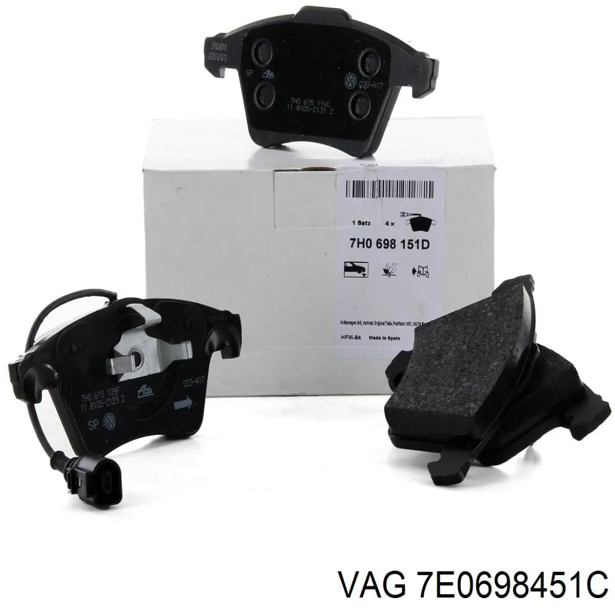 7E0698451C VAG Колодки гальмівні задні, дискові