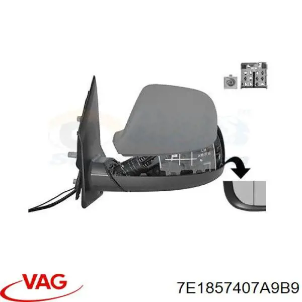 7E1857407A9B9 VAG Дзеркало заднього виду, ліве