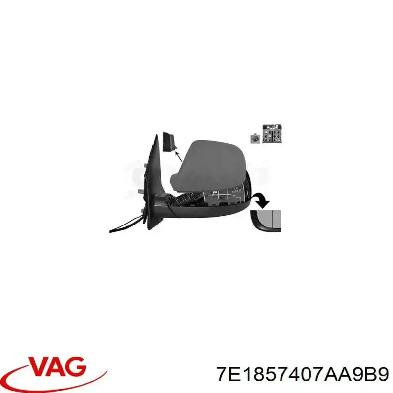 7E1857407AA9B9 VAG Дзеркало заднього виду, ліве