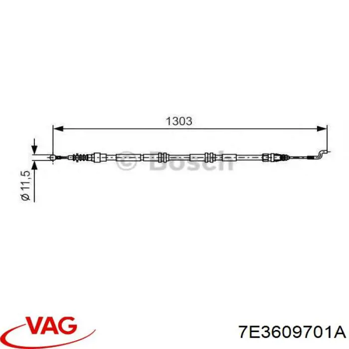 Купити 7L2609701 VAG Трос ручного гальма задній, правий/лівий