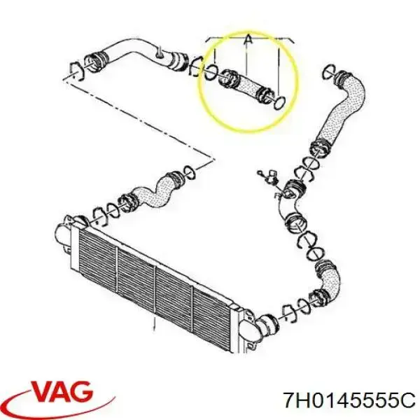 Купити 7H0145555C VAG Патрубок повітряний, вихід з турбіни (наддув)