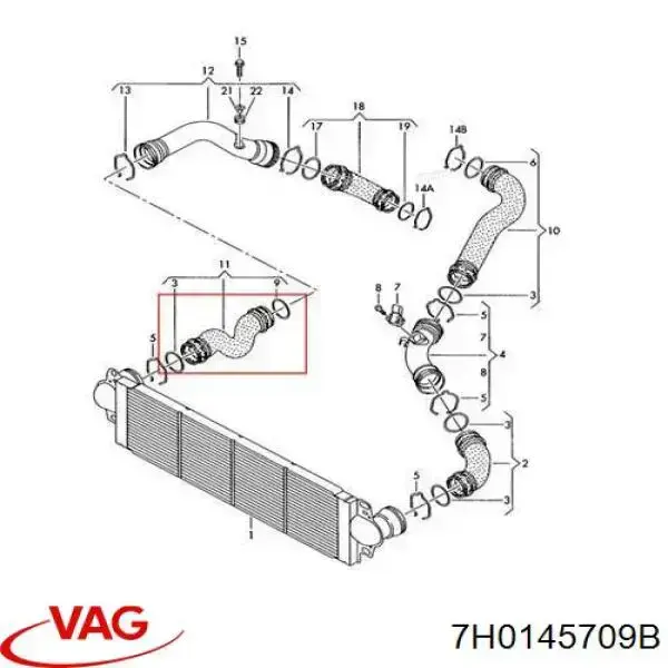 Шланг/патрубок інтеркуллера VAG 7H0145709B