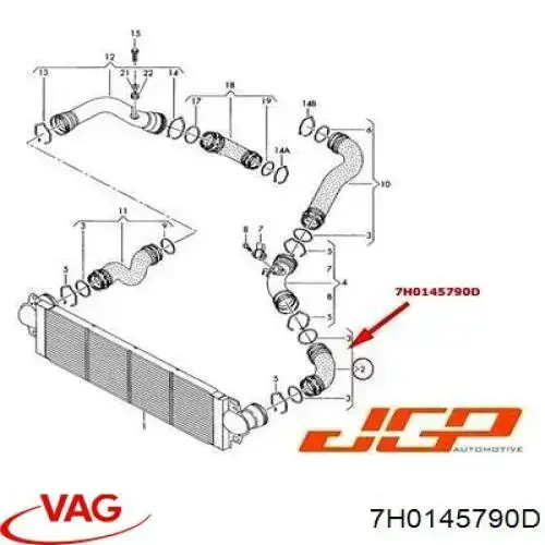 Трубка, що нагнітається VAG 7H0145790D ціна, від 30.56 USD